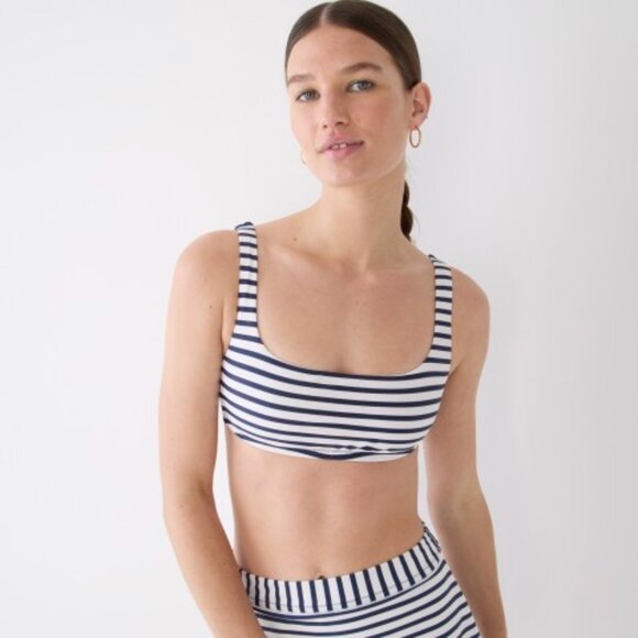 J.Crew Squareneck bikini top in classic stripe - size small - Picture 1 of 3